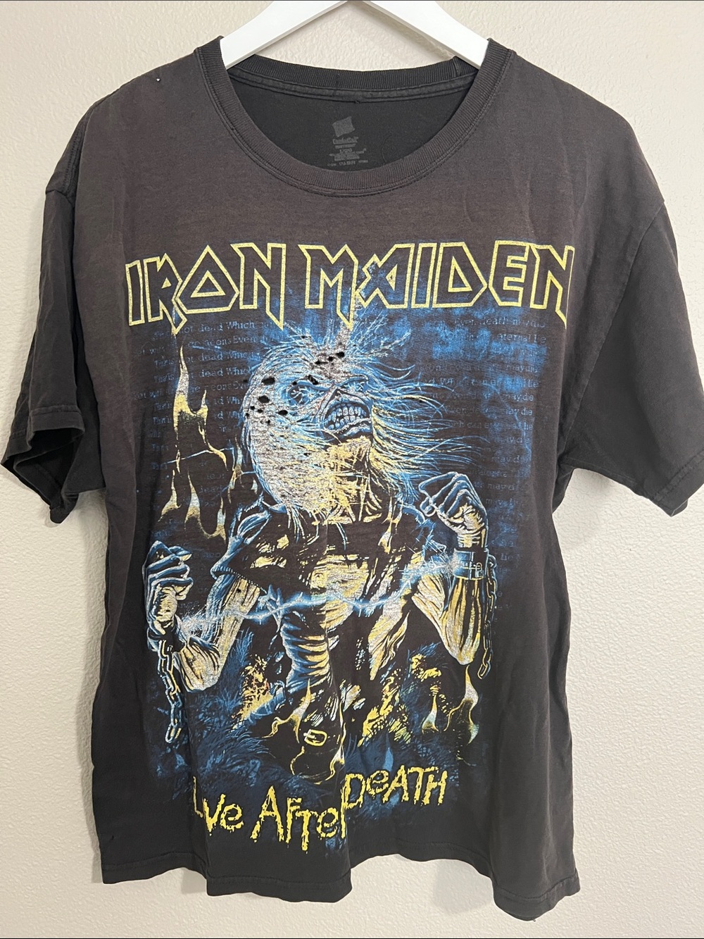 Hanes Iron Maiden- Live After Death Perfectly Distressed Graphic Tee